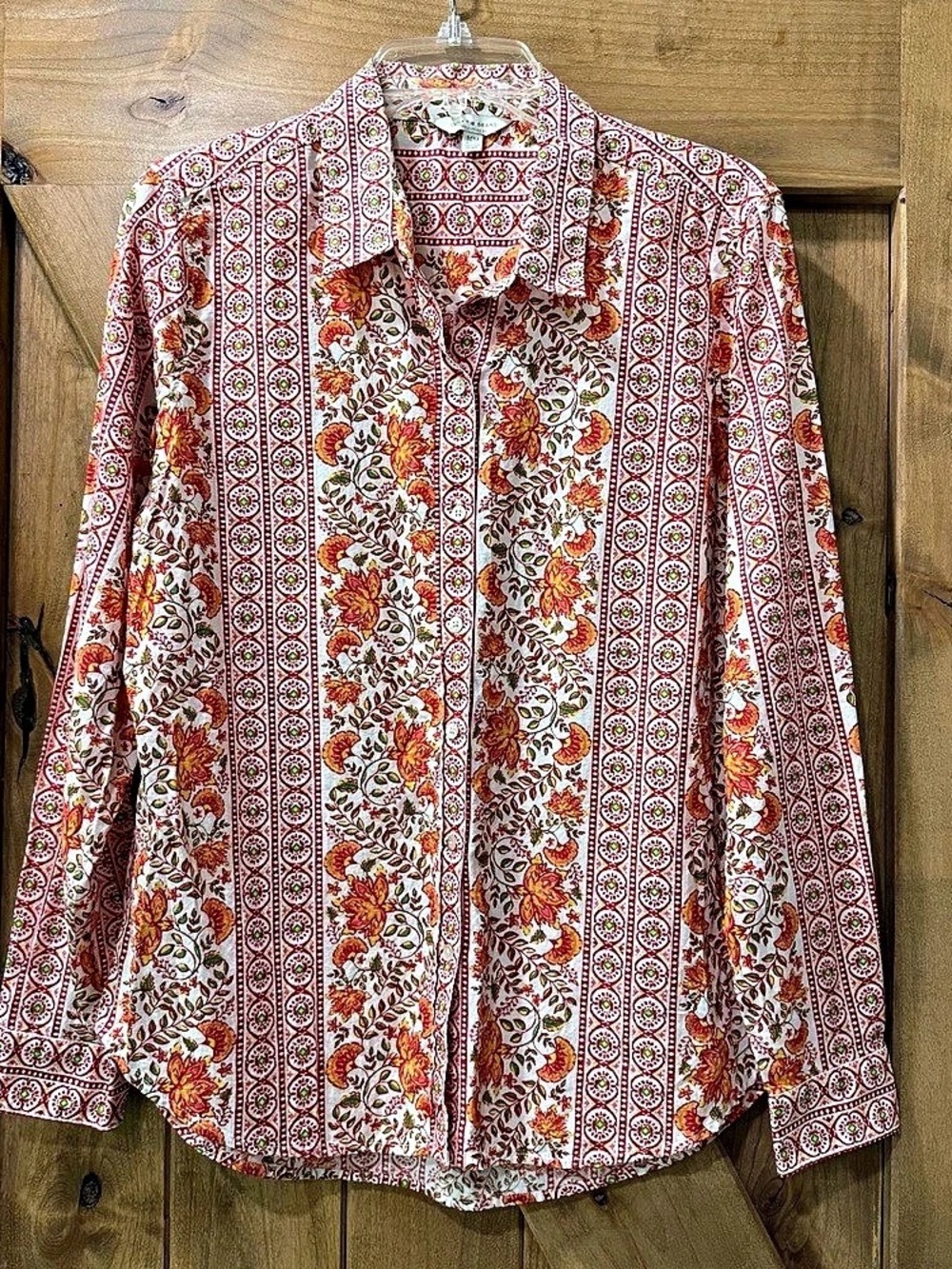 Lucky Brand Women’s Floral Button Down Shirt in Pink & White Size Medium